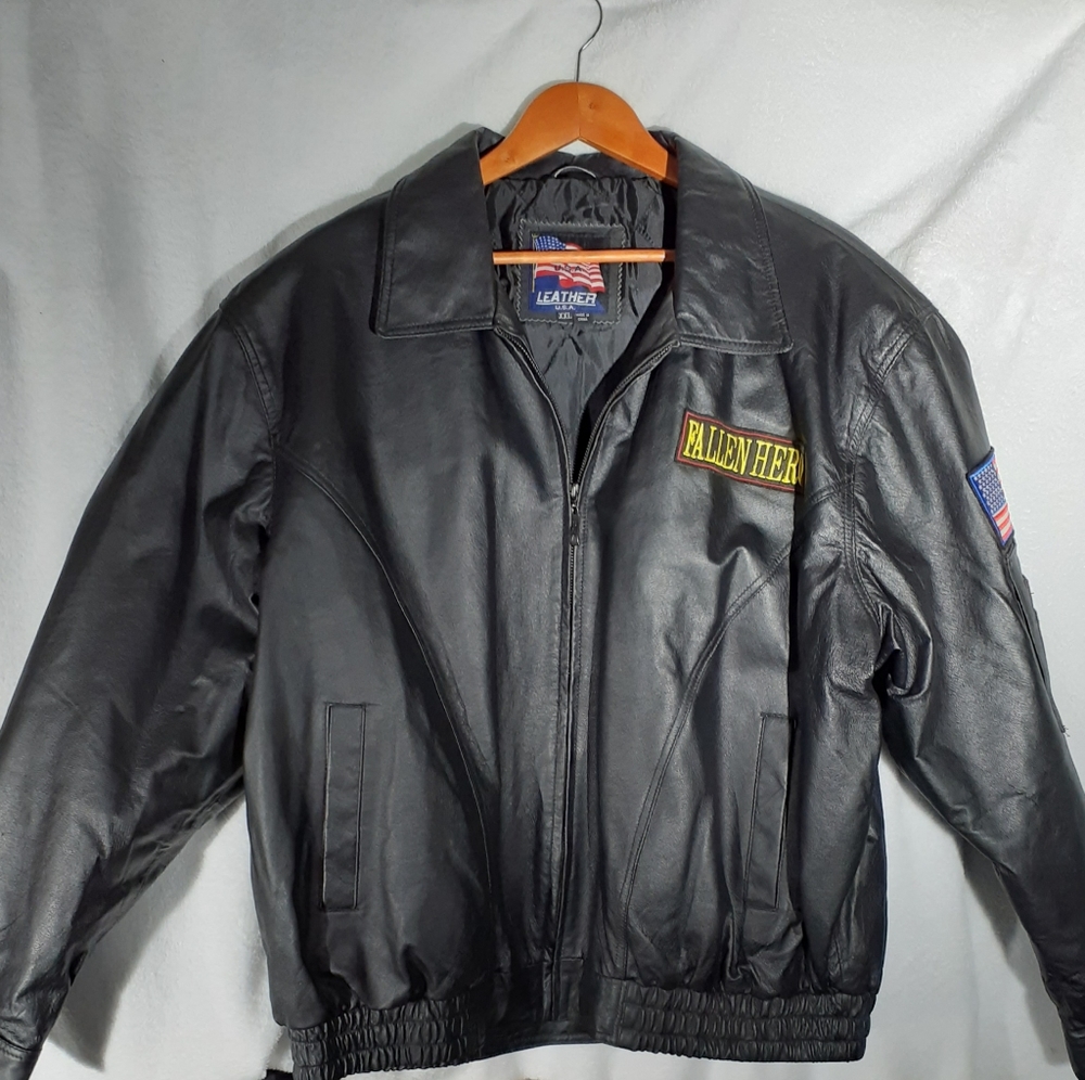 Biker Jacket Fallen Hero - Leather - Vintage sz. XXL